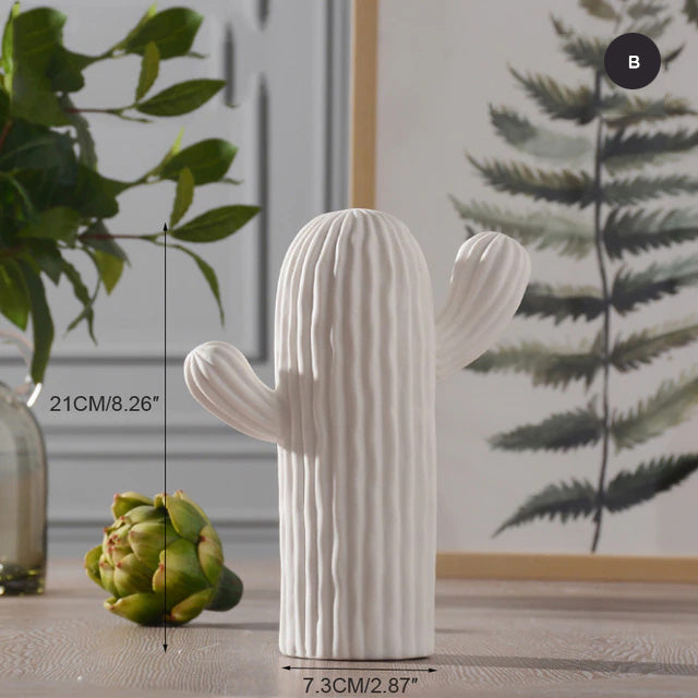 Minimalist White Cactus Statuettes For Lounge Coffee Table Living Room Sideboard Bedroom Dressing Table Decoration Modern Abstract Nordic Home Decoration