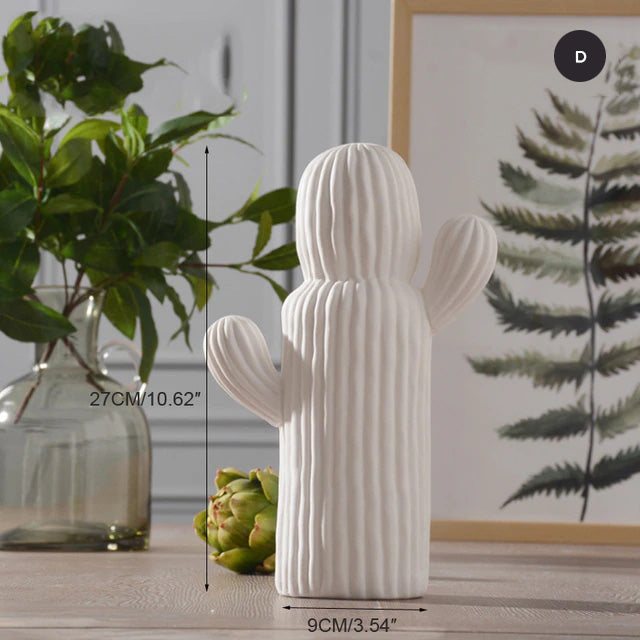 Minimalist White Cactus Statuettes For Lounge Coffee Table Living Room Sideboard Bedroom Dressing Table Decoration Modern Abstract Nordic Home Decoration