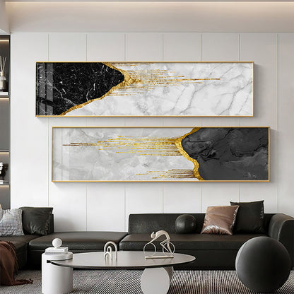 Modern Abstract Liquid Gold Marble Wall Art Fine Art Canvas Print Black Gray Golden Wide Format Pictures For Living Room Bedroom Wall Decor