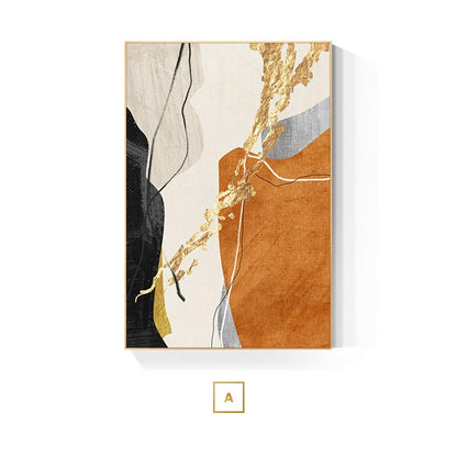 Modern Abstract Nordic Color Block Wall Art Fine Art Canvas Prints Beige Orange Green Golden Pictures For Living Room Home Office Art Decor