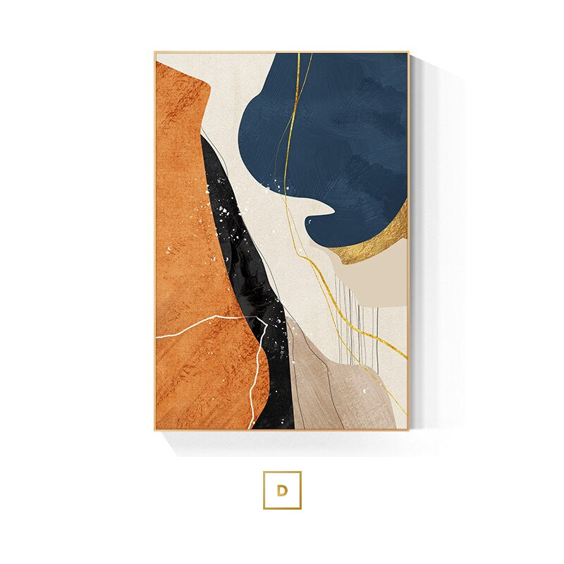Modern Abstract Nordic Color Block Wall Art Fine Art Canvas Prints Beige Orange Green Golden Pictures For Living Room Home Office Art Decor
