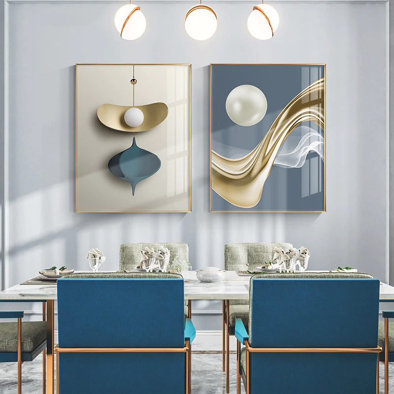 Modern Aesthetics Abstract Golden Pearl Moon Wall Art Fine Art Canvas Print Flowing Pendant Pictures For Luxury Living Room Bedroom Art Decor