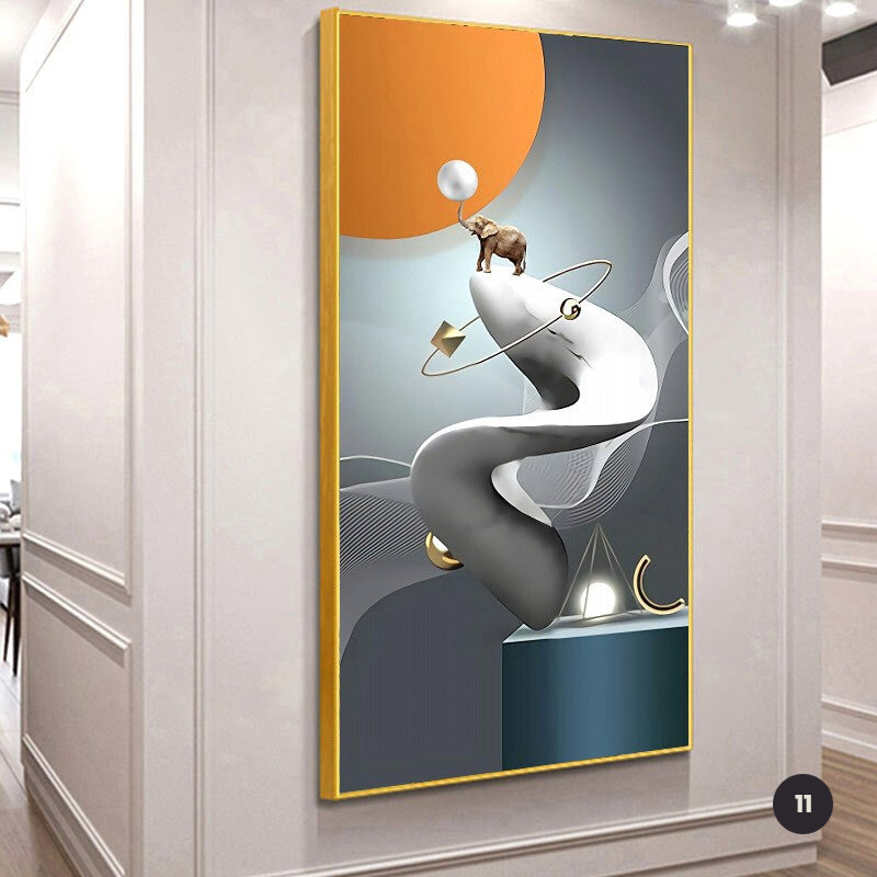 Modern Aesthetics Auspicious Abstract Wall Art Fine Art Canvas Prints Pictures For Luxury Apartment Entrance Hallway Home Office Foyer Art Decor