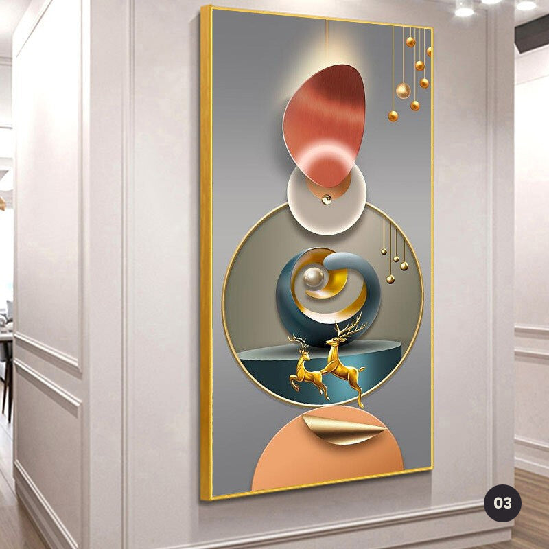 Modern Aesthetics Auspicious Abstract Wall Art Fine Art Canvas Prints Pictures For Luxury Apartment Entrance Hallway Home Office Foyer Art Decor