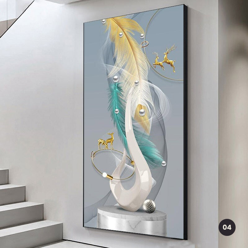 Modern Aesthetics Auspicious Abstract Wall Art Fine Art Canvas Prints Pictures For Luxury Apartment Entrance Hallway Home Office Foyer Art Decor