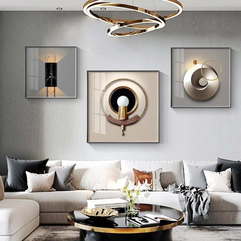 Light Luxury Modern Aesthetics Wall Art Fine Art Canvas Prints Square Format Abstract Pictures For Living Room Dining Room Home Office Decor