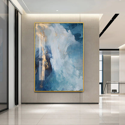 Modern Contemporary Golden Blue Marble Wall Art Fine Art Canvas Prints Abstract Pictures For Luxury Living Room Entrance Hallway Reception Room Decor