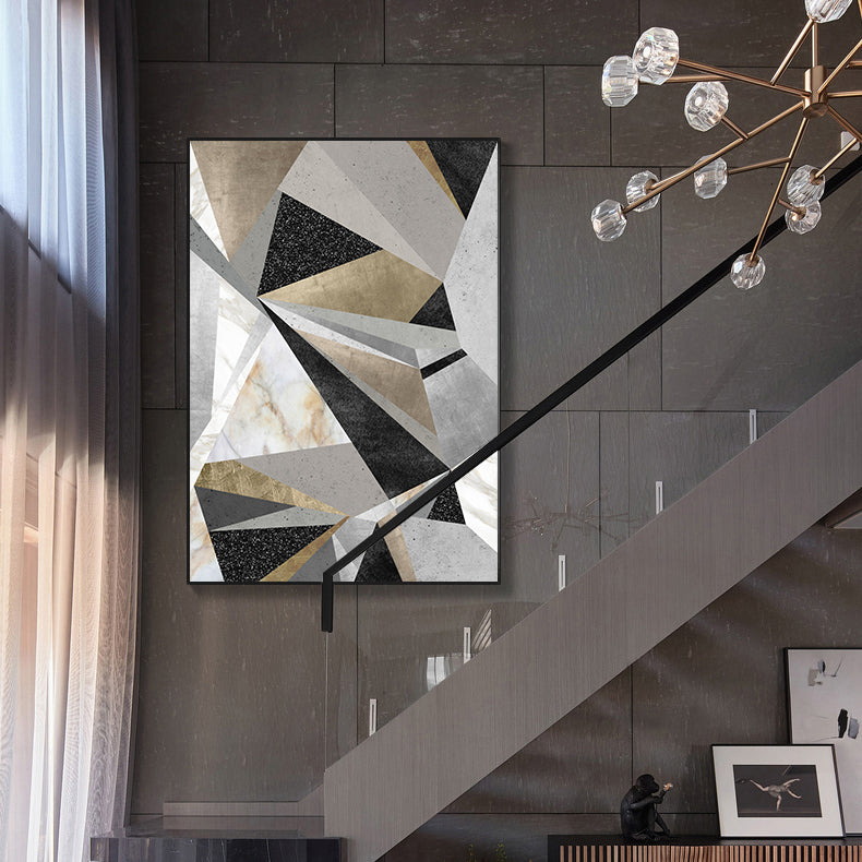 Modern Geometric Wall Art Fine Art Canvas Prints Stylish Abstract Pictures For Luxury Loft Living Room Dining Room For Home Office Interior Decor