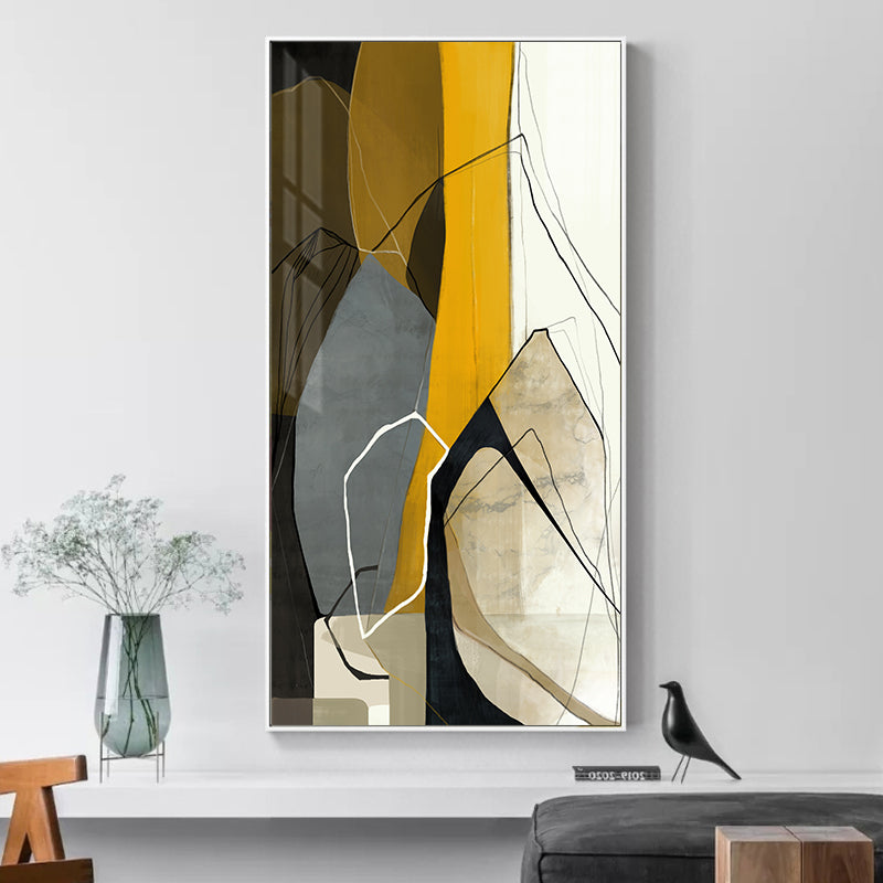 Modern Nordic Abstract Geomorphic Wall Art Fine Art Canvas Prints Yellow Brown Beige Pictures For Living Room Dining Room Home Office Art Decor