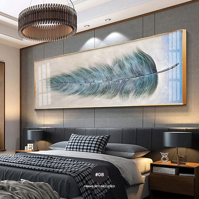 Modern Abstract Butterflies & Feathers Wide Format Wall Art Fine Art Canvas Prints Auspicious Pictures For Above The Bed Luxury Living Room Art Decor