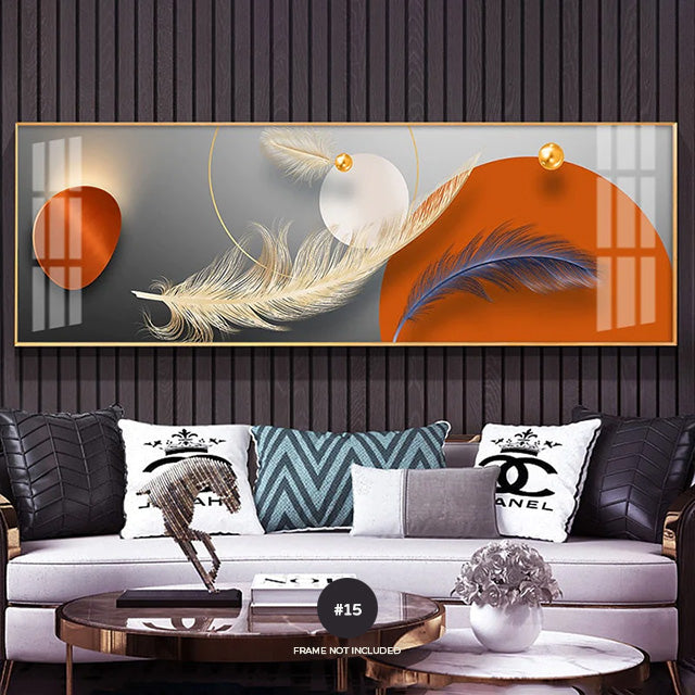 Modern Abstract Butterflies & Feathers Wide Format Wall Art Fine Art Canvas Prints Auspicious Pictures For Above The Bed Luxury Living Room Art Decor