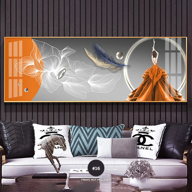 Modern Abstract Butterflies & Feathers Wide Format Wall Art Fine Art Canvas Prints Auspicious Pictures For Above The Bed Luxury Living Room Art Decor