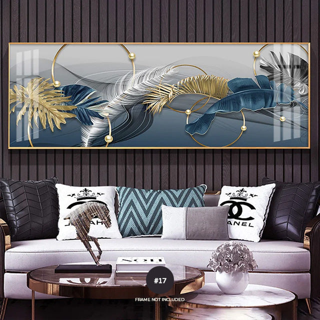Modern Abstract Butterflies & Feathers Wide Format Wall Art Fine Art Canvas Prints Auspicious Pictures For Above The Bed Luxury Living Room Art Decor