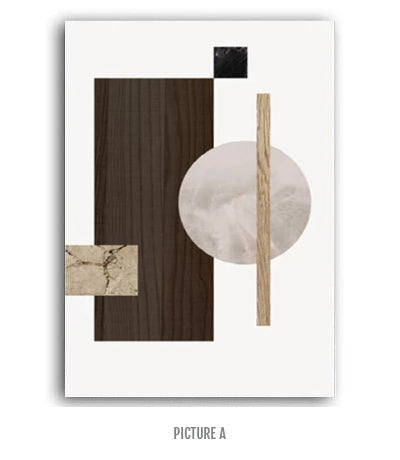Modern Abstract Geometric Nordic Wall Art Marble And Wood Style Contemporary Scandinavian Design Home Decor Fine Art Canvas Prints