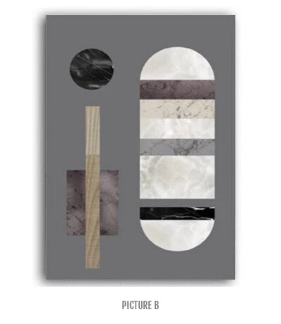 Modern Abstract Geometric Nordic Wall Art Marble And Wood Style Contemporary Scandinavian Design Home Decor Fine Art Canvas Prints