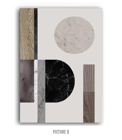 Modern Abstract Geometric Nordic Wall Art Marble And Wood Style Contemporary Scandinavian Design Home Decor Fine Art Canvas Prints