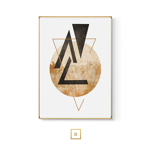 Modern Abstract Geometric Shapes Wall Art Fine Art Canvas Prints Golden Brown Beige Pictures For Scandinavian Living Room Luxury Bedroom Art Decor