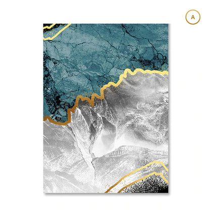 Modern Abstract Golden Seam Marble Print Wall Art Fine Art Canvas Prints Fashion Pictures For Luxury Living Room Dining Room Home Office Art Decor