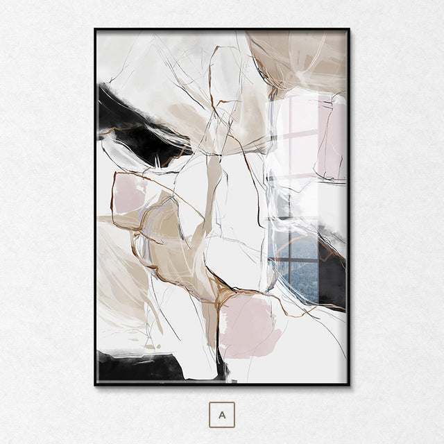 Modern Abstract Pink Beige Wall Art Fine Art Canvas Prints Contemporary Subtle Hue Colors Painting Scandinavian Style Home Office Interior Decor