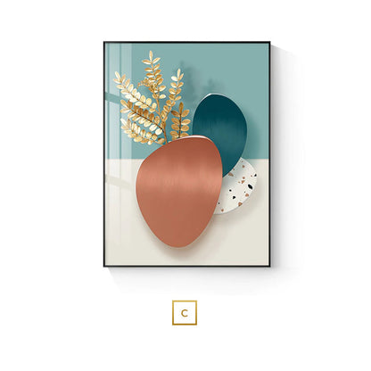 Modern Abstract Wall Art Decor Golden Bronze Botanicals Fine Art Canvas Prints 3d Visualizations Pictures For Luxury Living Room Home Office Art Decor