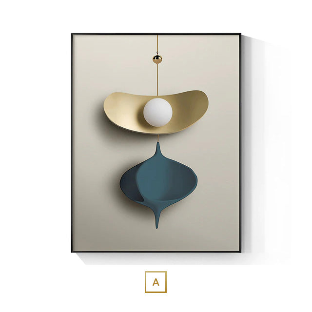Modern Aesthetics Abstract Golden Pearl Moon Wall Art Fine Art Canvas Print Flowing Pendant Pictures For Luxury Living Room Bedroom Art Decor