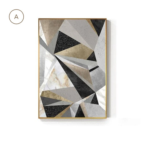 Modern Geometric Wall Art Fine Art Canvas Prints Stylish Abstract Pictures For Luxury Loft Living Room Dining Room For Home Office Interior Decor