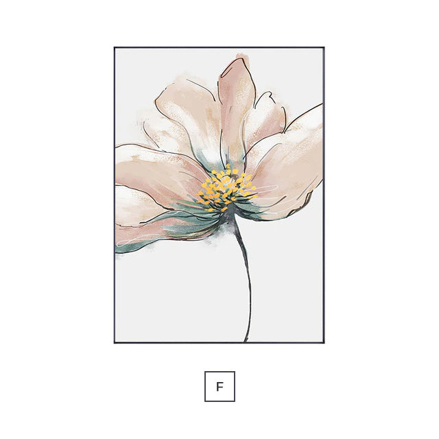 Modern Minimalist Yellow Scandinavian Flower Wall Art Fine Art Canvas Prints Floral Pictures For Living Room Dining Room Bedroom Nordic Art Decor