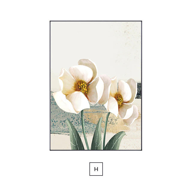 Modern Minimalist Yellow Scandinavian Flower Wall Art Fine Art Canvas Prints Floral Pictures For Living Room Dining Room Bedroom Nordic Art Decor