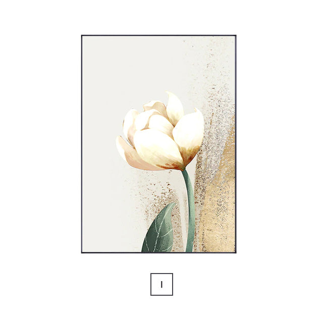 Modern Minimalist Yellow Scandinavian Flower Wall Art Fine Art Canvas Prints Floral Pictures For Living Room Dining Room Bedroom Nordic Art Decor