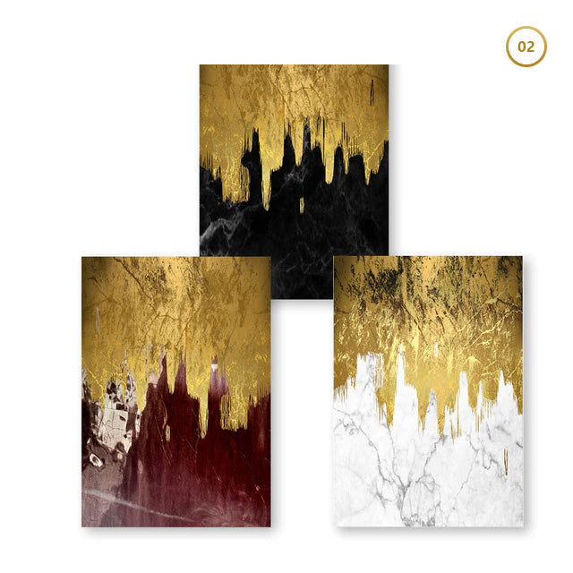 Modern Nordic Golden Abstract Urban Loft Wall Art Fine Art Canvas Prints Contemporary Pictures For Living Room Bedroom Luxury Home Office Interior Decor