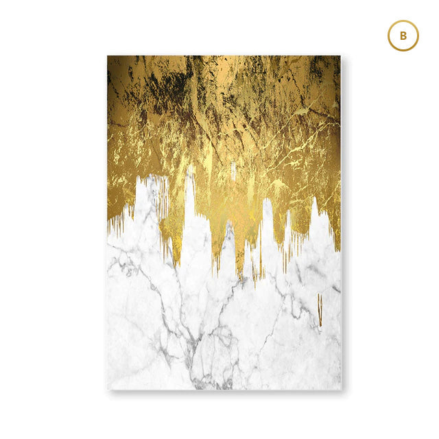 Modern Nordic Golden Abstract Urban Loft Wall Art Fine Art Canvas Prints Contemporary Pictures For Living Room Bedroom Luxury Home Office Interior Decor