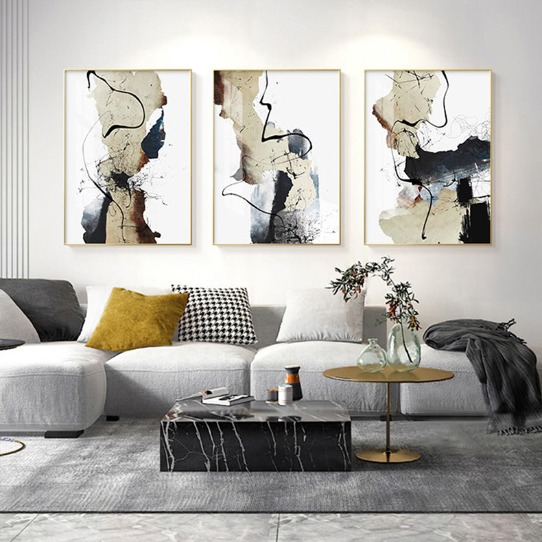 Neutral Colors Abstract Ink Painting Wall Art Fine Art Canvas Prints Pictures For Modern Living Room Dining Room Modern Home Office Art Decor