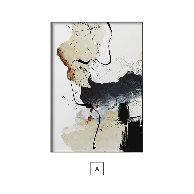 Neutral Colors Abstract Ink Painting Wall Art Fine Art Canvas Prints Pictures For Modern Living Room Dining Room Modern Home Office Art Decor