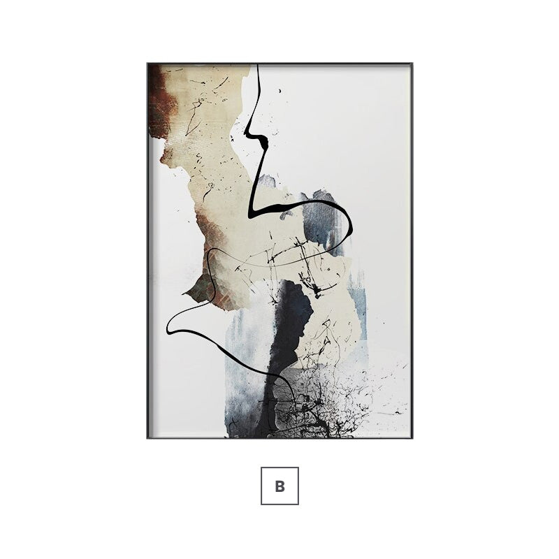 Neutral Colors Abstract Ink Painting Wall Art Fine Art Canvas Prints Pictures For Modern Living Room Dining Room Modern Home Office Art Decor