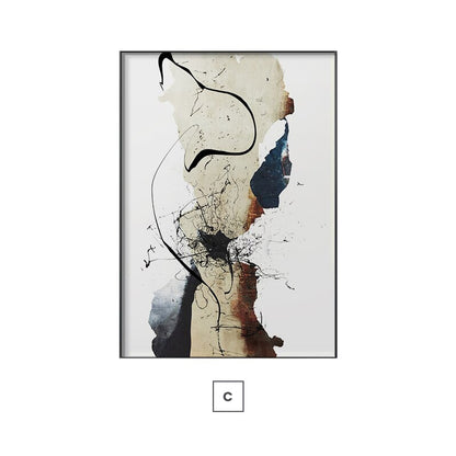 Neutral Colors Abstract Ink Painting Wall Art Fine Art Canvas Prints Pictures For Modern Living Room Dining Room Modern Home Office Art Decor