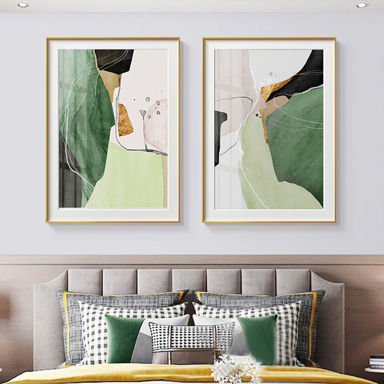 Nordic Abstract Geomorphic Green Beige Golden Wall Art Fine Art Canvas Prints Pictures For Scandinavian Living Room Dining Room Modern Art Decor