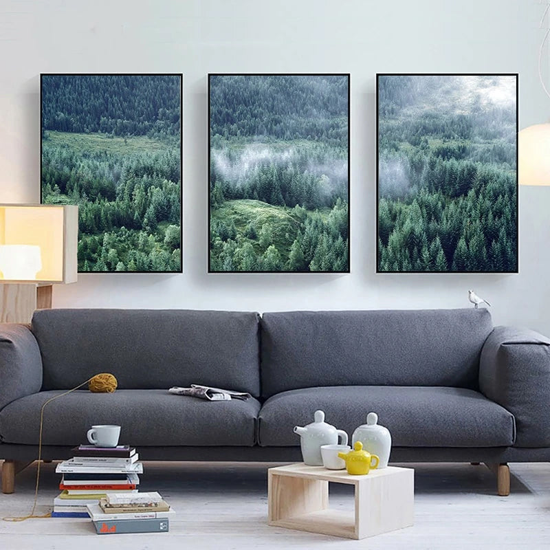 Nordic Woodland Mountain Glade Wilderness Wall Art Pictures Of Calm Fine Art Canvas Prints Modern Landscape Pictures For Home Office Wall Art Decor