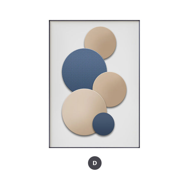 Nordic Abstract Spherical Geometric Wall Art Fine Art Canvas Prints Golden Blue Beige Pictures For Luxury Living Room Bedroom Home Office Interior Decor