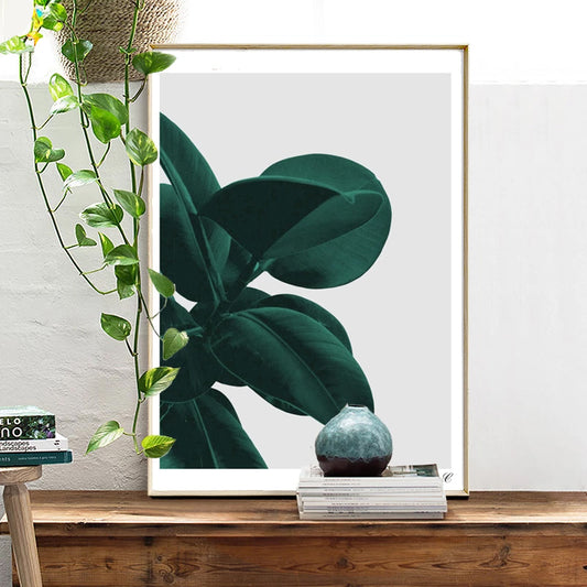 Minimalist Green Leaves Wall Art Nordic Style Greenery Simple Houseplant Picture Fine Art Canvas Prints Pictures For Modern Home Interior Decor