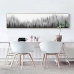 Nordic Woodland Landscape Wide Format Morning Mist Wilderness Forest Panorama Wall Art Canvas Prints For Living Room Modern Home Decor