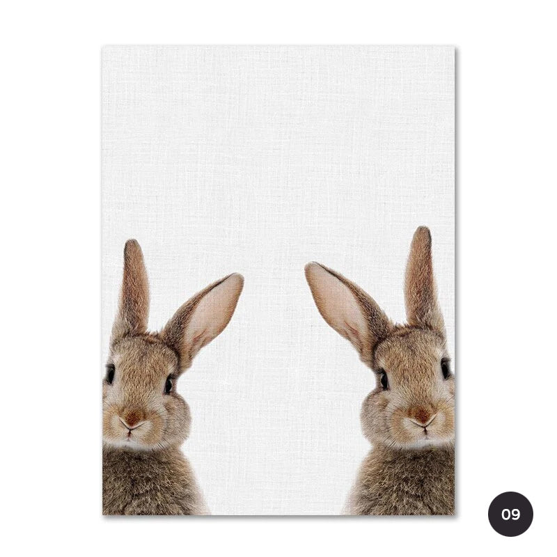 Personalized Baby's Name Cute Bunny Poster Wall Art Fine Art Canvas Prints Rabbit Pictures For Kid's Room Nordic Style Nursery Wall Decor