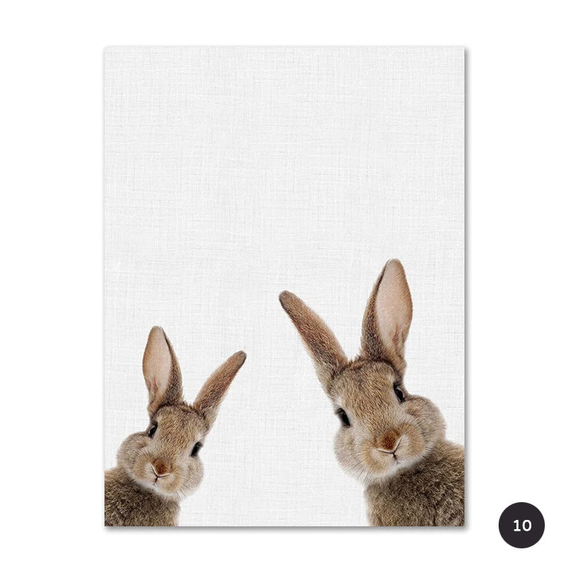Personalized Baby's Name Cute Bunny Poster Wall Art Fine Art Canvas Prints Rabbit Pictures For Kid's Room Nordic Style Nursery Wall Decor