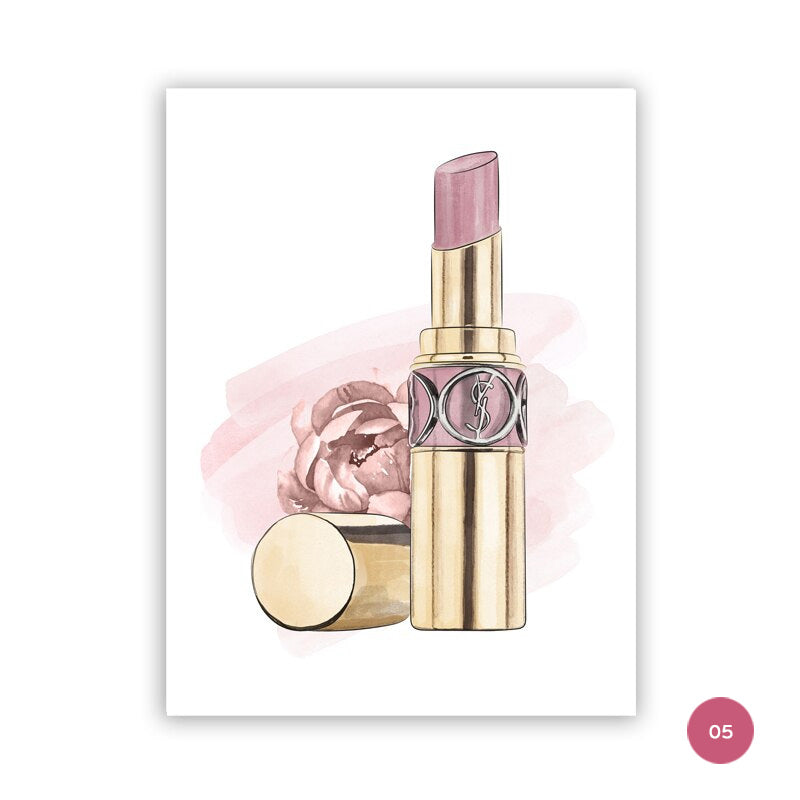 Pink Lipstick Handbag Fashion Wall Art Fine Art Canvas Prints Hello Gorgeous Quote Poster For Girl's Bedroom Living Room Boutique Salon Wall Decor