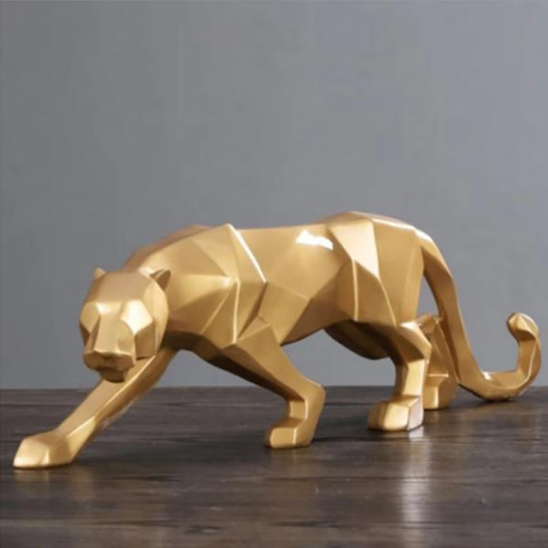 Black Panther Geometric Leopard Statue Modern Abstract Wildlife Figurine Red White Gold Colored Resin Ornaments For Living Room Nordic Home Decor