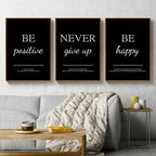Work Hard Dream Big Never Give Up Inspirational Quotations Wall Art Canvas Prints Black White Stylish Motivational Posters For Home Office