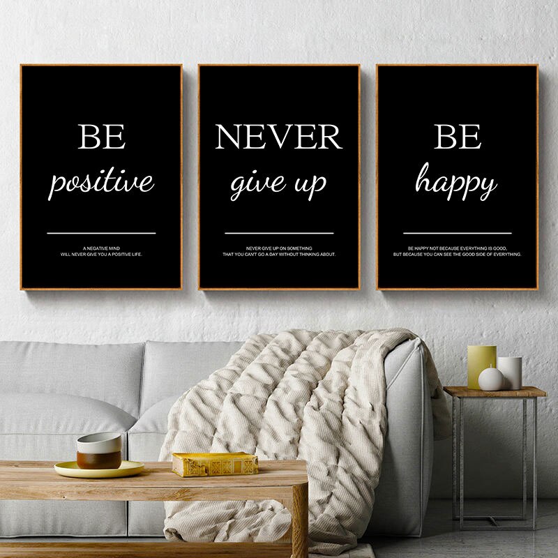 Work Hard Dream Big Never Give Up Inspirational Quotations Wall Art Canvas Prints Black White Stylish Motivational Posters For Home Office