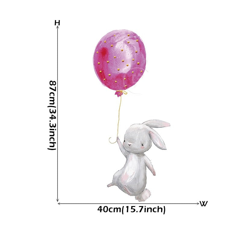 Pink Balloon Cloud Bunnies Vinyl Wall Decals Removable PVC Stickers For Nursery Room Decor Kindergarten Creative DIY Home Children's Room Decor