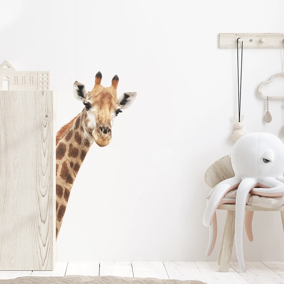 Safari Animals Giraffes Wall Decals Removable PVC Vinyl Wall Stickers For Kid's Room Children's Bedroom Baby's Nursery Room Creative DIY Decor
