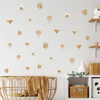 Bohemian Flowers & Butterflies Wall Decals Removable PVC Vinyl Wall Stickers For Decorating Living Room Bedroom Wall Creative DIY Home Decor