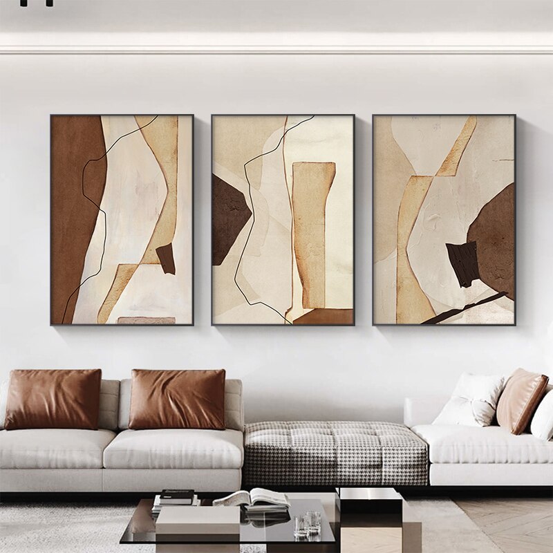 Neutral Colors Abstract Color Block Wall Art Fine Art Canvas Prints Pictures For Modern Apartment Living Room Dining Room Home Office Decor